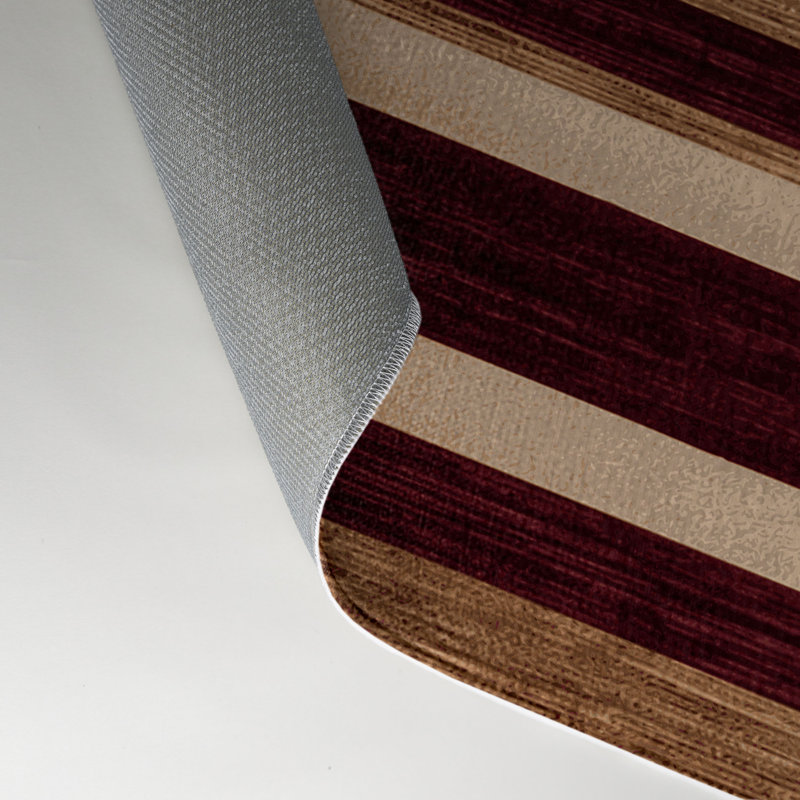 Tapis intérieur / extérieur rouge HorizontalStripes, Rectangle 5 pi x 7 pi