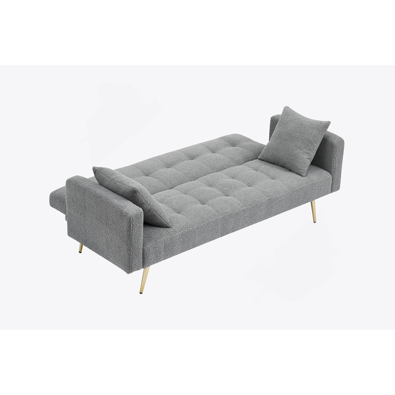 Modern Style 71.65‘’ Upholstered  Sleeper Sofa, Gray Teddy