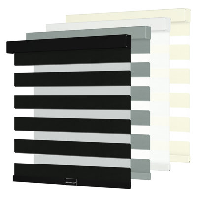  Store à enroulement filtrant la lumière sans cordon à double couche jour et nuit, contrôle de la lumière, facile à installer pour la maison, gris, l 34 po x H 36 po