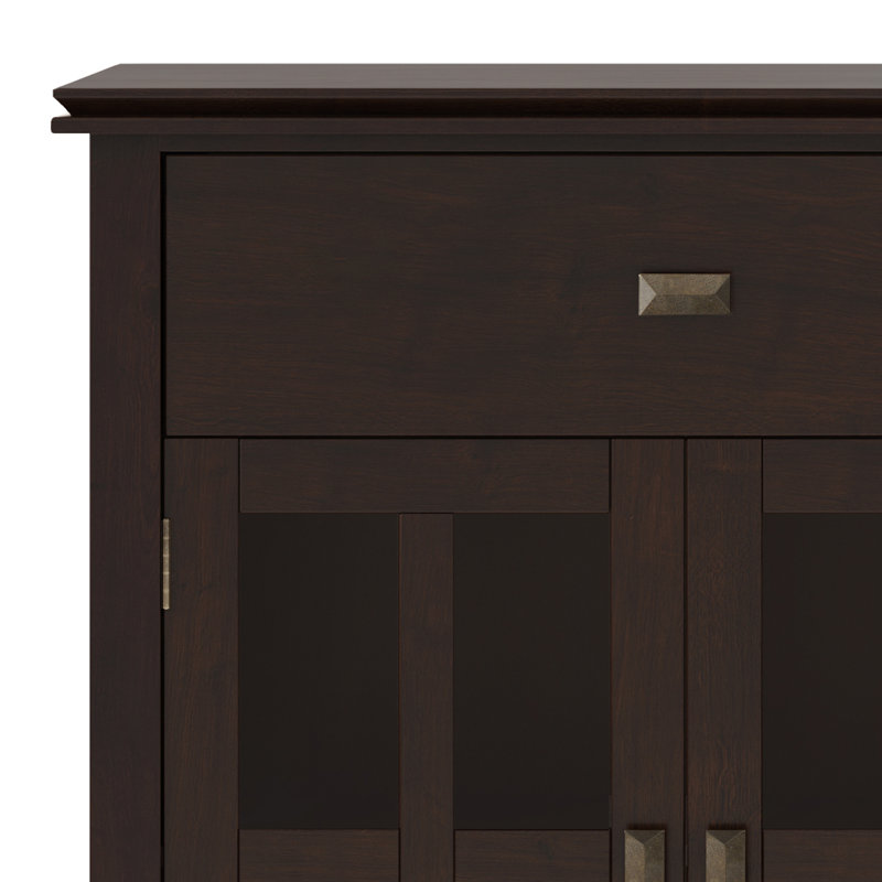 Artisan Dark Chestnut Brown Solid Wood 60" 4-Door Sideboard Buffet