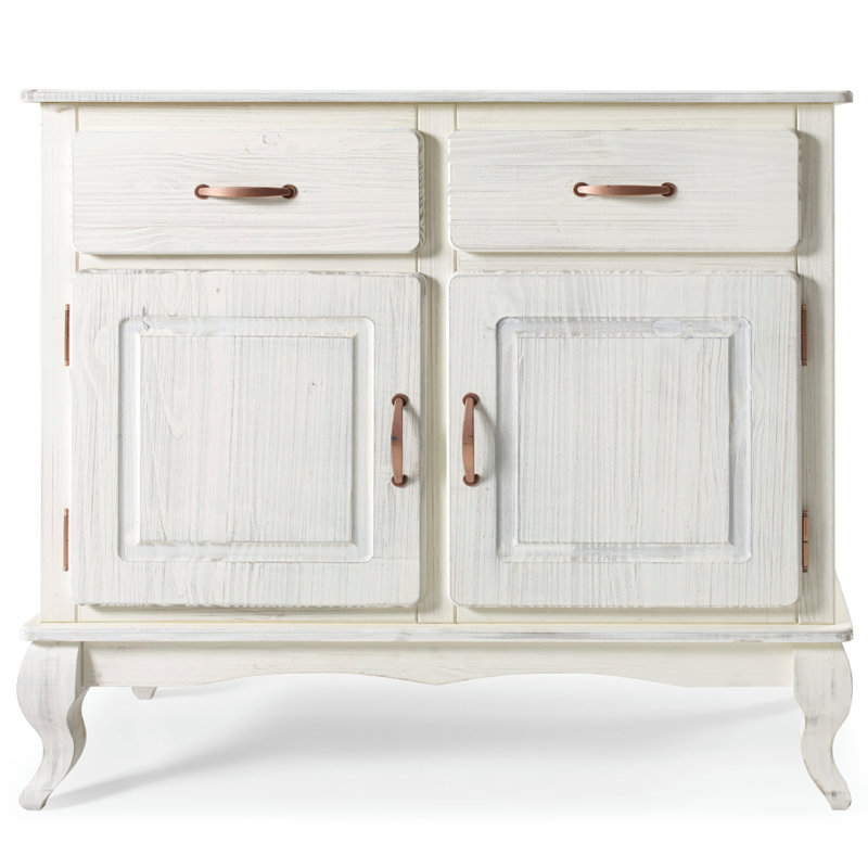 Wellingborough 39.37'' Solid Wood Sideboard, White Distressed