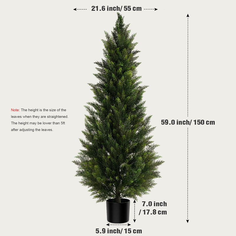 Cèdre artificiel dans un pot, faux arbre, H 59 po x l 21,6 po x P 21,6 po