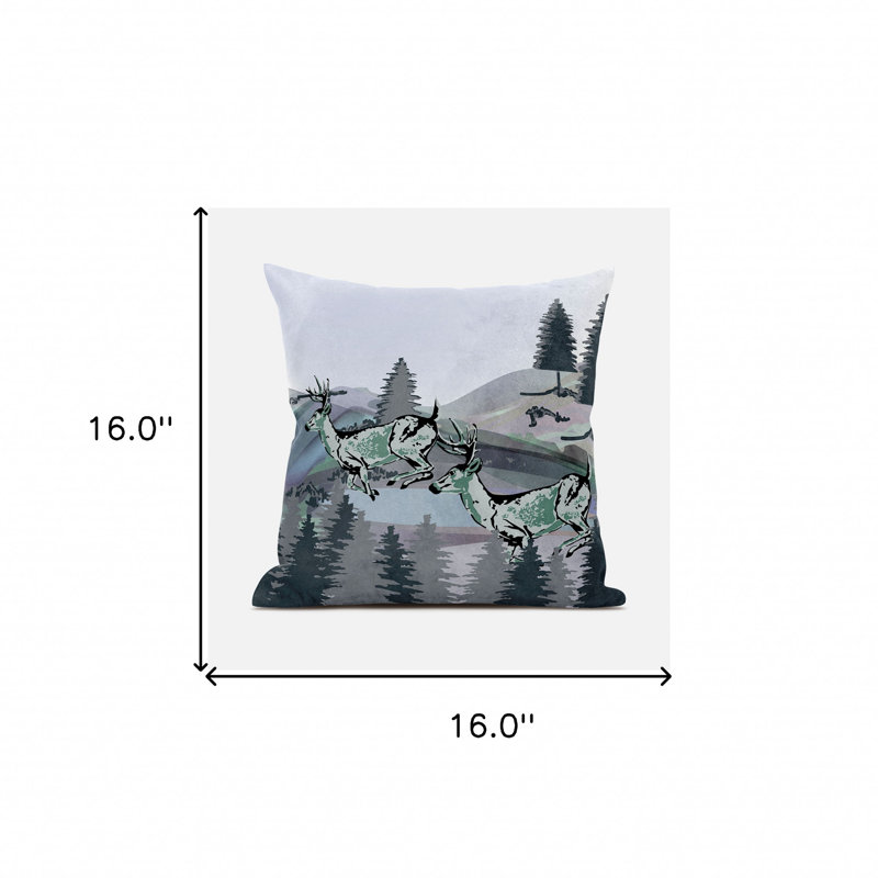 Coussin 16x16, Vert pâle / noir / bleu
