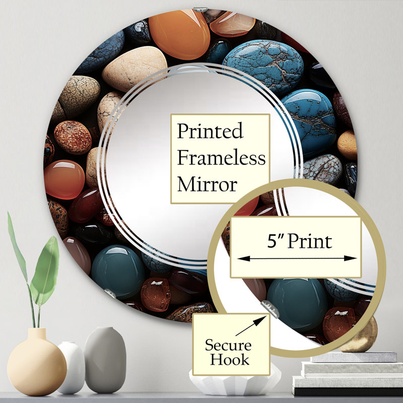 Amav - Miroir mural spirituel rond en pierre, 24 po x 24 po