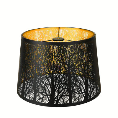 Large Metal Lampshade Forest Etching Forest Lamp Shade Pattern 12'' Top × 8'' Bottom × 10" Height Fits For Table Lamps and Floor Lamps Spider Fitter