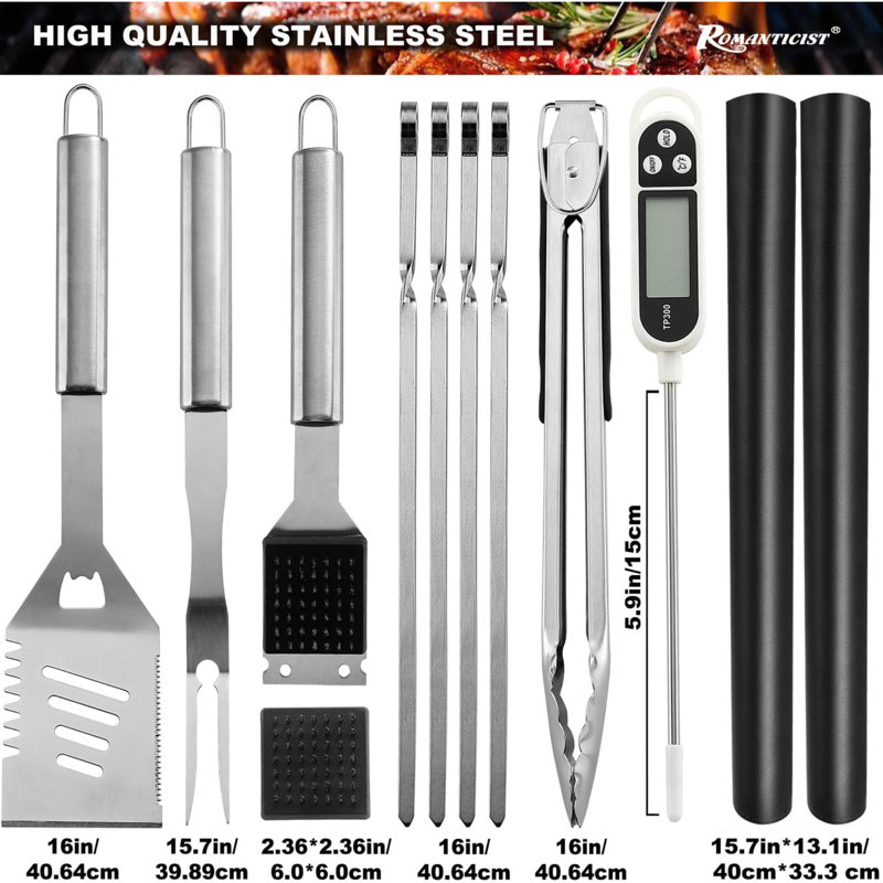 Stainless Steel Non-Stick Dishwasher Safe Grilling Tool Set