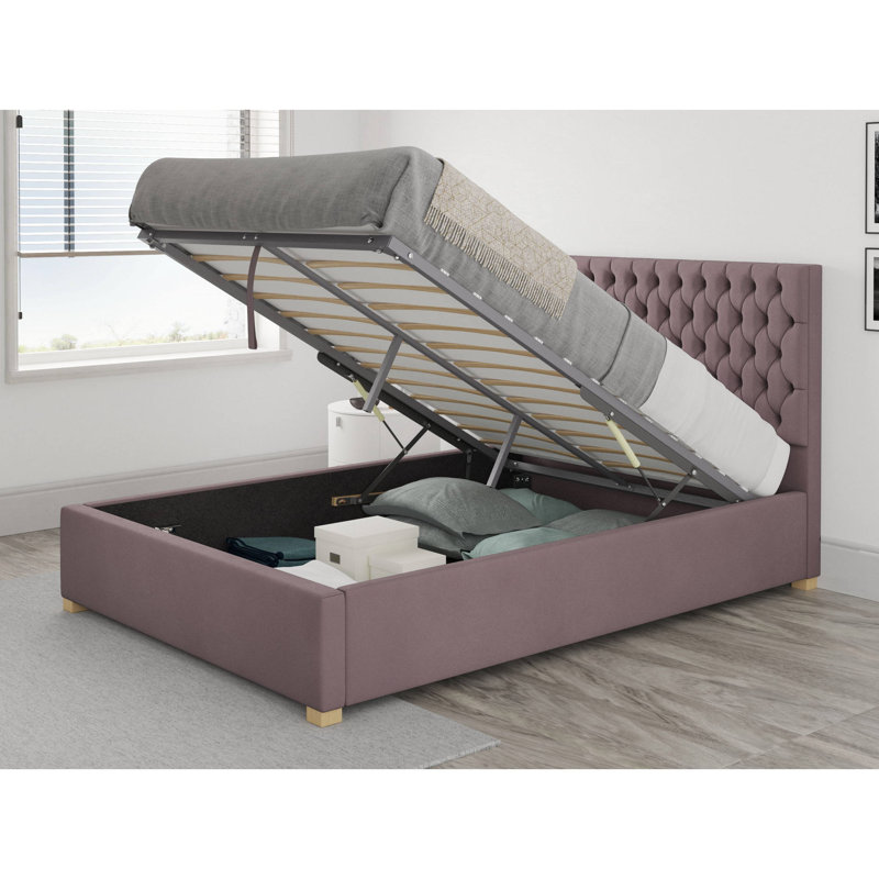 Central City Upholstered Ottoman Storage Bed, Small Double (4'), Blush