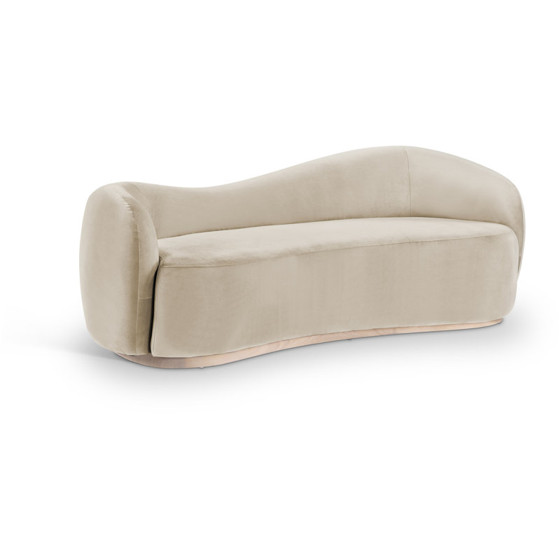 Canapé en velours 92,5 po Aldana, Velours crème