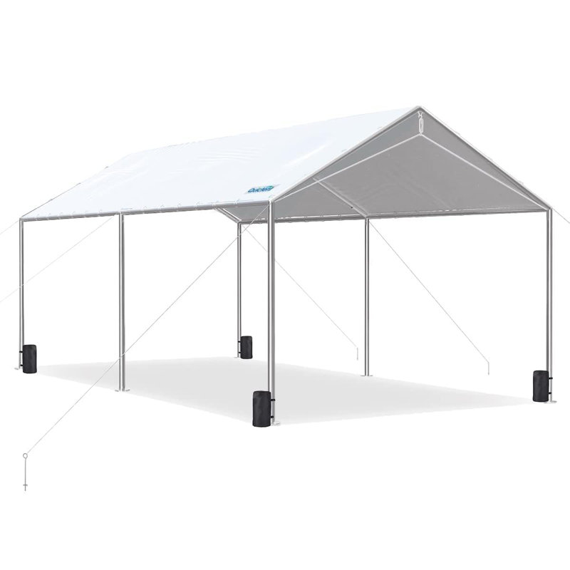 Quictent 10X20ft Upgraded Heavy Duty Carport Car Canopy Party Tent with Reinforced Steel Cables-White, Sliver, White