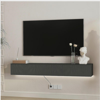 Meuble télé flottant fixé au mur avec 16 DEL de couleur, meuble télé moderne de 65 po, meuble télé flottant pour téléviseur 55 60 65 po