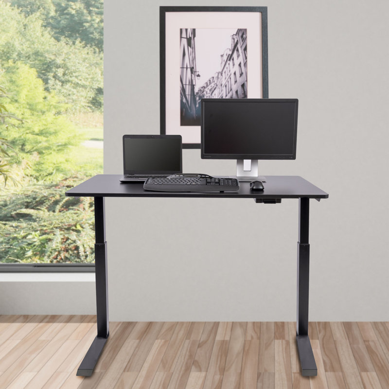 Adjustable Metal Base Standing Desk, Black, 29.9" H x 47.6" W x 27.6" D