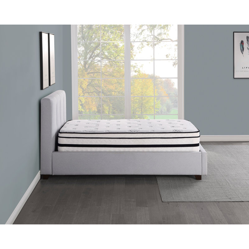 Matelas hybride avec housse matelassée 12 pouces très respirant, blanc, matelas en mousse moelleuse dans une boîte, matelas confort de luxe
