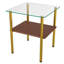 Table d'appoint moderne en verre 2 pièces, plateau de table en verre trempé, tablette de rangement en MDF et pieds en métal, table d'appoint minimaliste pour salon et chambre à coucher-131262534