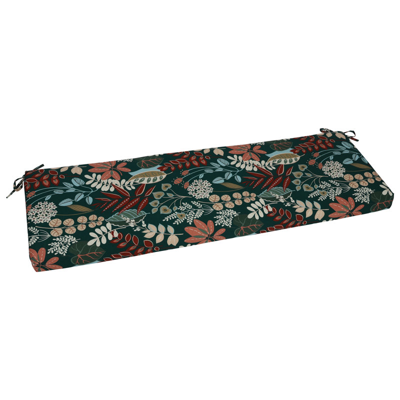 Outdoor Bench Cushion, Green/Windcrest Spruce Floral, 63" W x 19" D