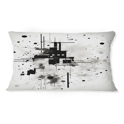 Coussin décoratif à imprimé géométrique abstrait abstrait monochrome