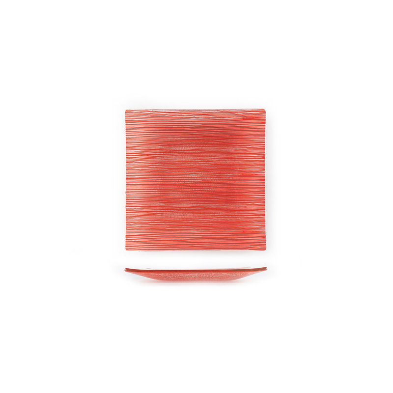 Ensemble de 2 assiettes carrées en verre 7,75 "x 7,75", Rouge