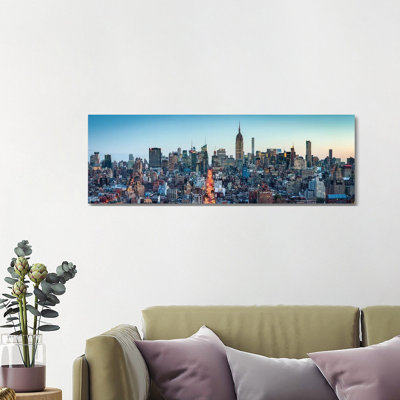 Midtown Manhattan Skyline Panorama At Dusk by Jan Becke - Wrapped Canvas Panoramic Print
