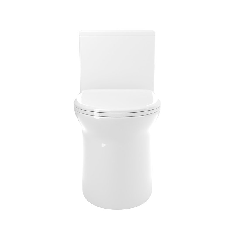 White Ceramic Toilet With 1.1/1.6 , Comfort Height, Soft Close Seat, & Toilet, Ceramic, 15.55 In White, And