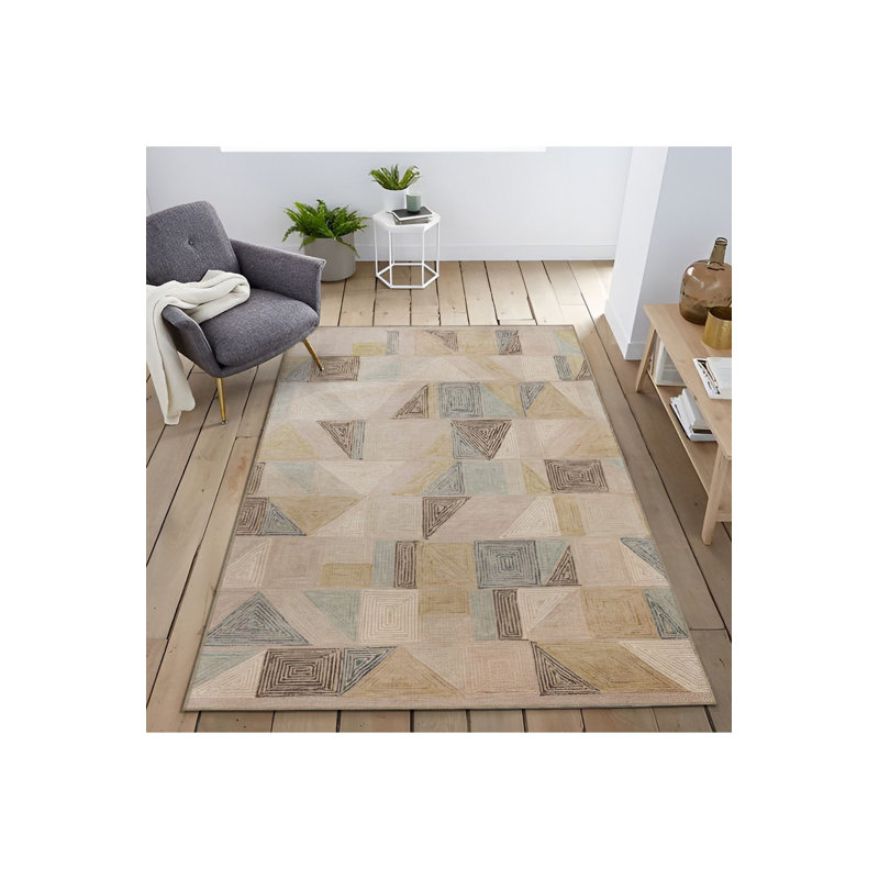 Tapis décoratif lavable à la machine Triangle, Rectangle 2 pi 6 po x 4 pi 11 po
