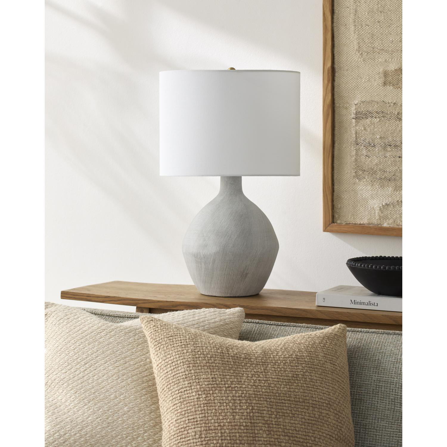 Ceramic Table Lamp, White, Gray