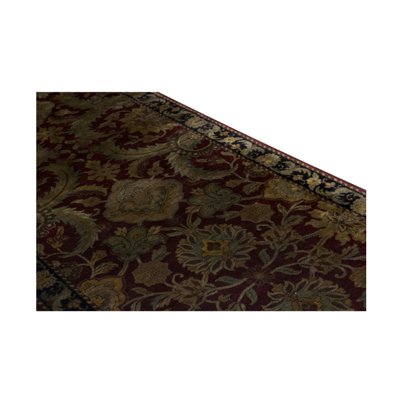 Tapis rouge foncé et vert noué à la main de haute qualité Windsom