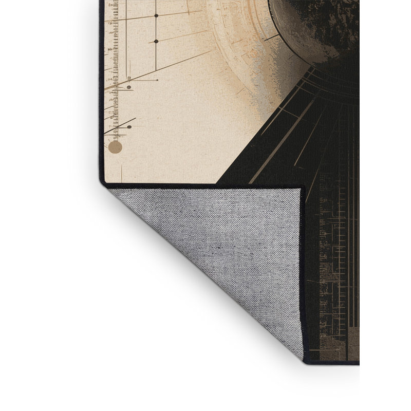 Machine Washable Hubbard Shot Put Industrial Rug in Brown – Black Binding, 8x10