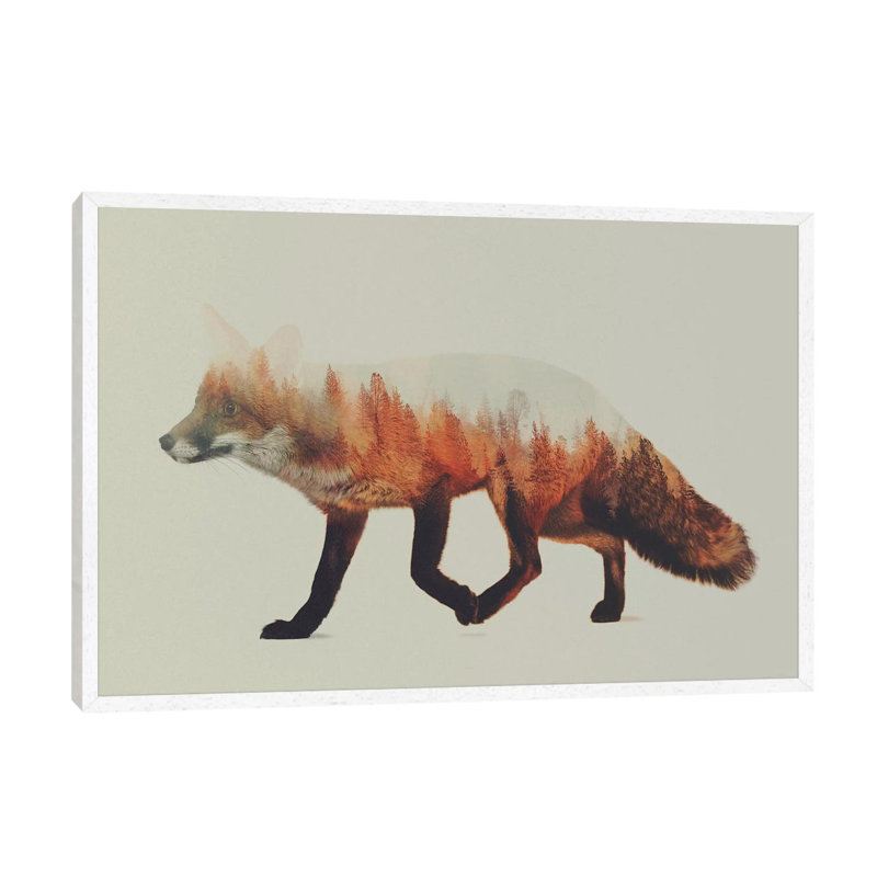 Fox I by Andreas Lie - Print on Canvas, 66.04 cm H x 45.72 cm W, White Floater Framed