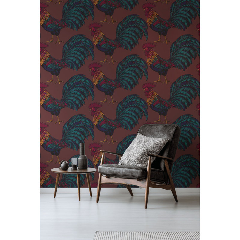 Vibrant coq papier peint éclectique