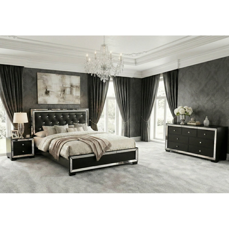 Ensemble de chambre à coucher pour grand lit 3 pièces , Noir