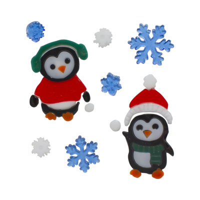 8 pièces de fenêtre de Noël pingouin et gel en forme de flocon de neige 8,75 po