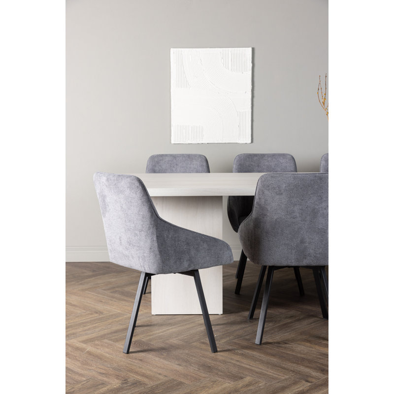 Larkste 6 - Person Dining Set, Grey, Grey
