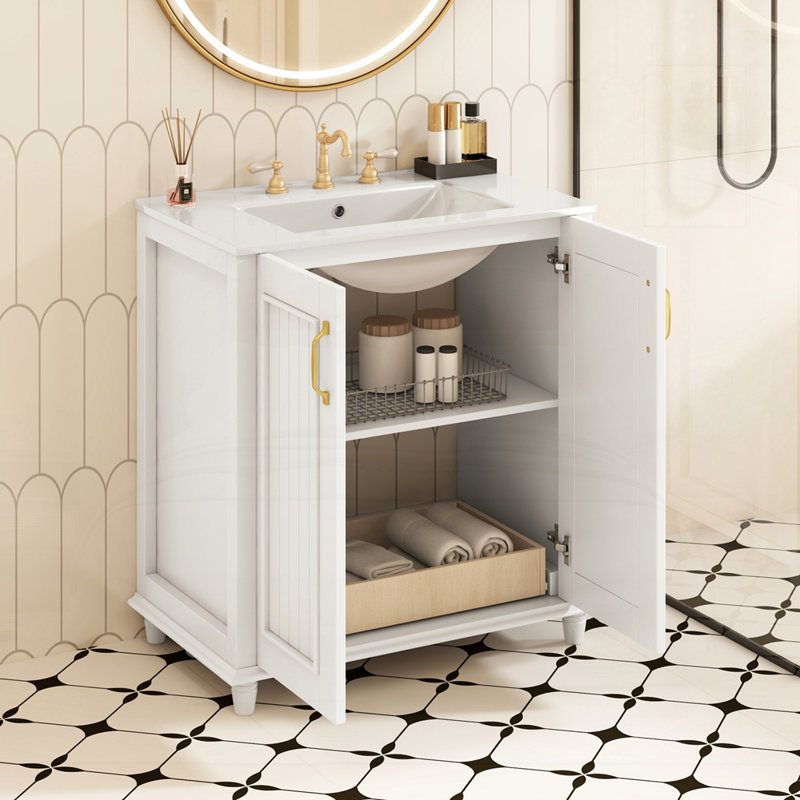 Meuble-lavabo 30 po avec lavabo en céramique, Blanc