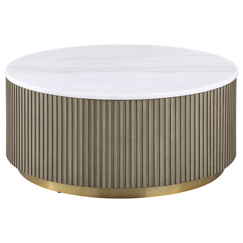 Acus Round Marble Top Coffee Table White, Greige