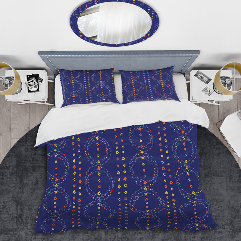 Motif à rayures bleues et brunes - Ensemble de housse de couette abstrait - Microfibre de polyester