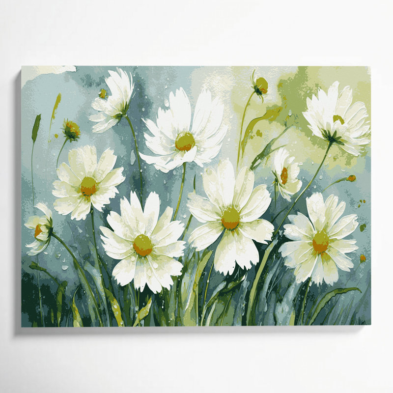 «Botanical Camomile Beige», art mural sur toile, H 11 po x l 14 po