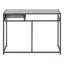 Bureau d'ordinateur, bureau personnel, ordinateur portable, tiroir de rangement, L 42 po, travail, stratifié gris, métal noir, contemporain, moderne-366261214