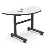 Hierarchy Half-circle Height Adjustable Flip Top 48'' L Training Table with Casters