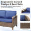 Canapé d'extérieur en osier de 73,6 po de largeur, canapé à assise profonde avec coussins pour la véranda, bleu