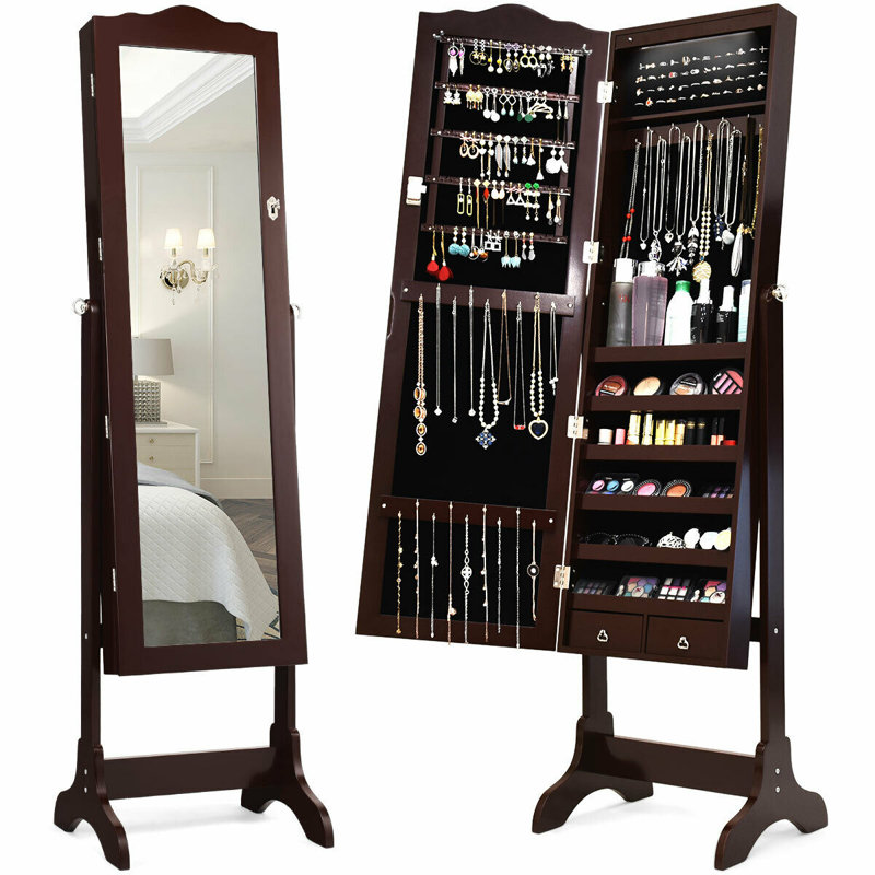 Armoire à bijoux avec miroir Ahlina, Brun