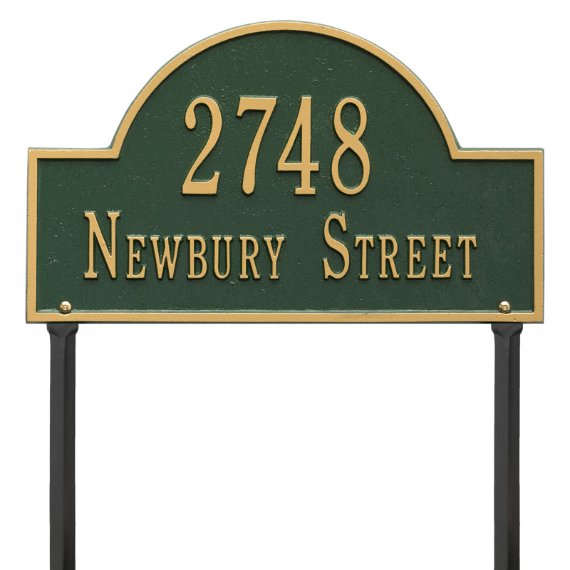 2-Line Lawn Address Sign, Green, Yes