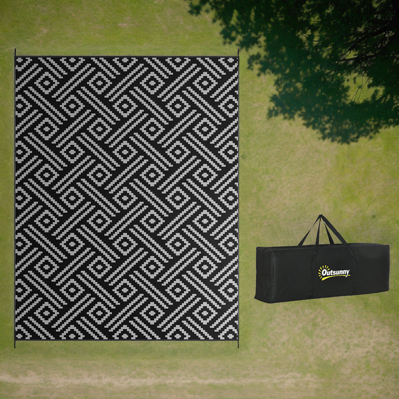 Reversible Waterproof Outdoor Rug - Portable RV Camping Mat With Carry Bag, Rectangle 8' x 10'
