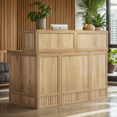 Bureau d'accueil de 145 cm (57 pouces) avec structure métallique pour commerces et salons de beauté