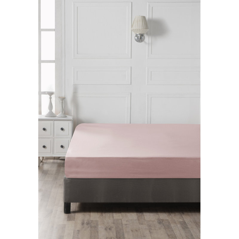 Premium Ranforce Double XL Fitted Sheet, Dusty Rose, 55 x 79 + 11.8 Deep Pocket | 100% Cotton, 155 Thread Count, Soft & Durable | Machine Washable at 86°F | Perfect for Luxurious Sleep Experience