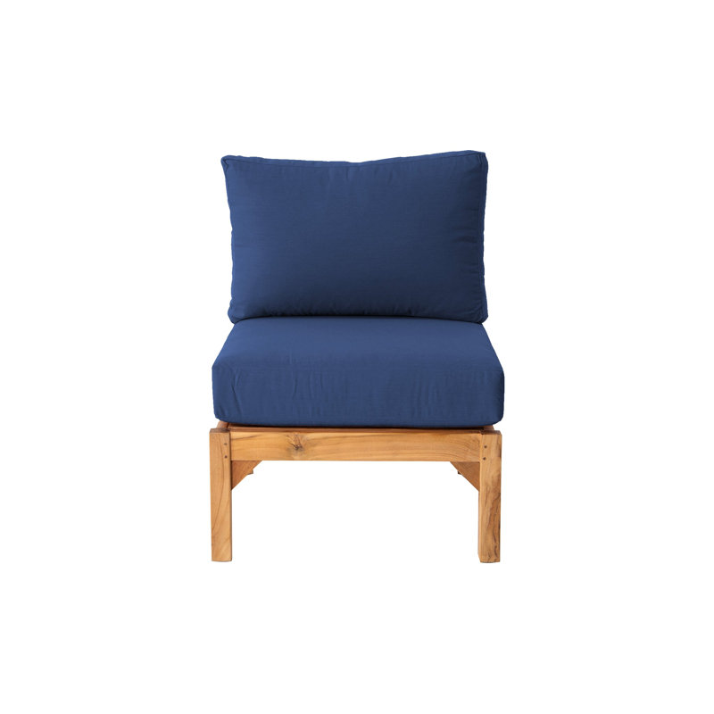 Fauteuil club d'extérieur en teck Huntington, Bleu marine