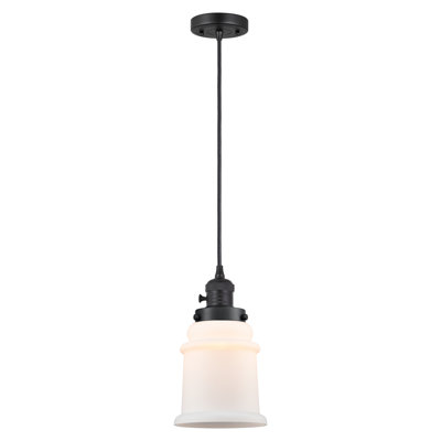 Franklin Restoration - Alvi - 1 Light 5" Cord Hung Mini Pendant - On-Off Turn Switch - LED Bulb - Oil Rubbed Bronze Finish - Matte White Shade