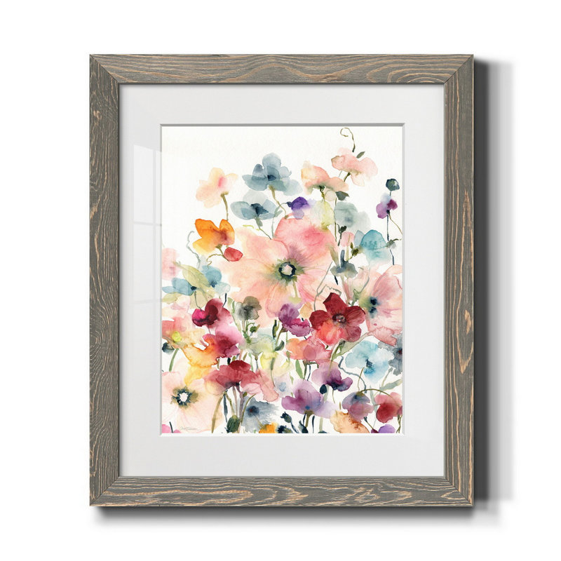 Coquelicots et petits pois - Reproduction d'art sur papier encadrée, H 20 po x l 17 po x P 1,5 po, Cadre gris
