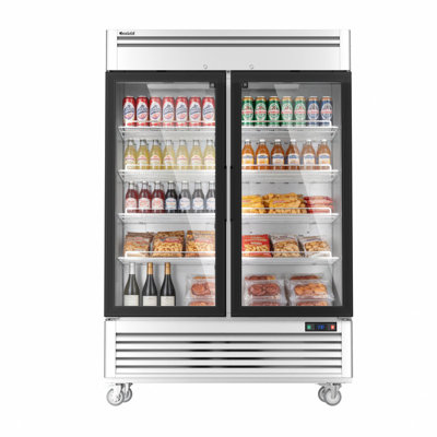 Coolski 54 po 47.5 cu. Réfrigérateur commercial à affichage de 2 pi avec porte en verre en acier inoxydable