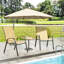 Ensemble de 2 chaises de patio pour l'extérieur, empilables et légères avec structure en polyester et tissu enduit de PVC toutes saisons-1541197736