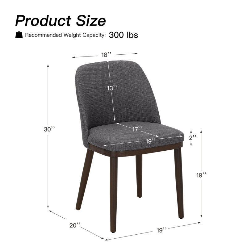 Chaise de salle à manger rembourrée en bois massif, Gris clair