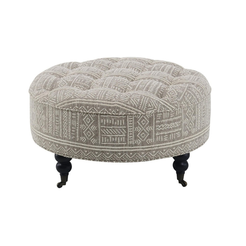 Patterned fabric bench with casters